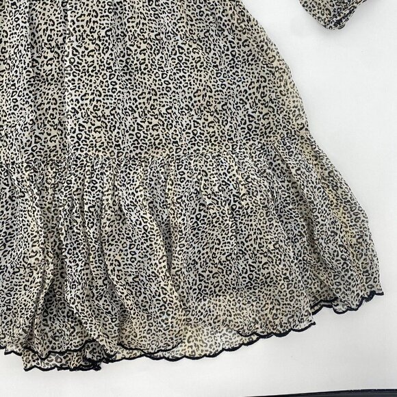 VELVET Graham & Spencer Size XS Sheer Aubrey Leopard Print Dress Long Sleeve - Picture 7 of 15